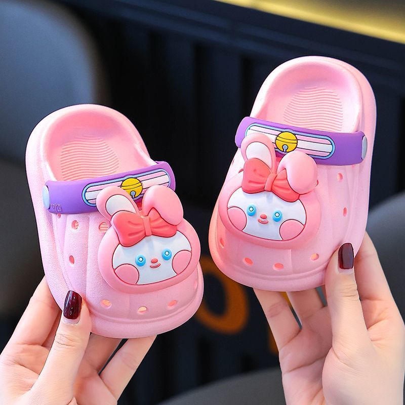 Summer Boys' Baotou Indoor Kidsren's Slippers Home Non-Slip Soft Bottom Girls Cute Cartoon Baby Hole Shoes