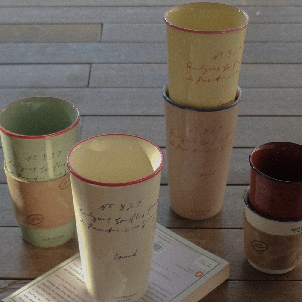 Керамический стакан в корейском стиле, винтажный, французский, с ручкой, удобный, для кофе