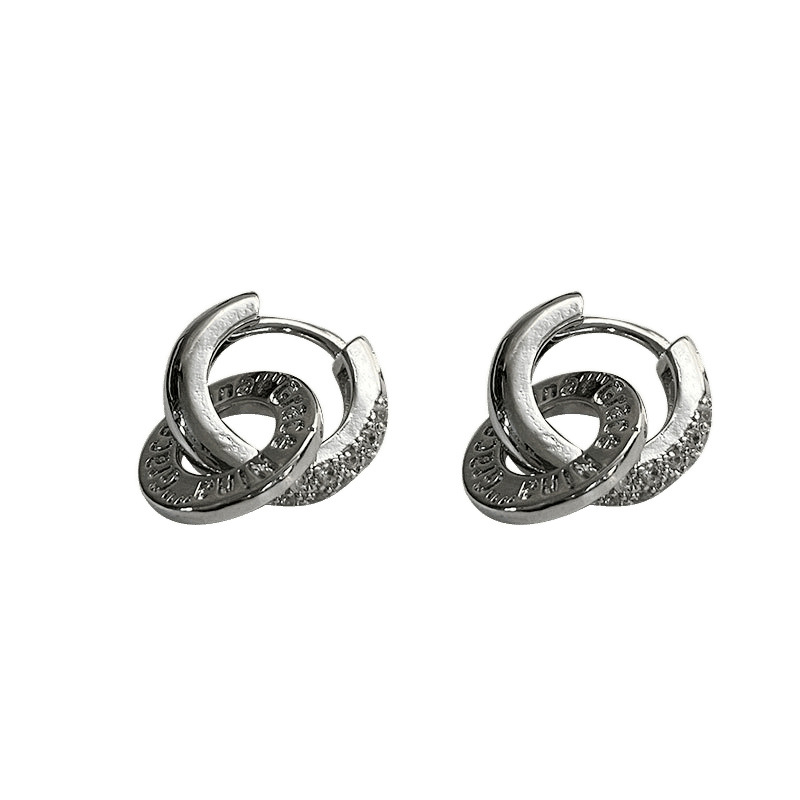 Two-Piece Diamond-Studded Double Hoop Earrings 2022 New Minimalist Stud Earrings for Women, Summer Cool Style Design Earrings Ins