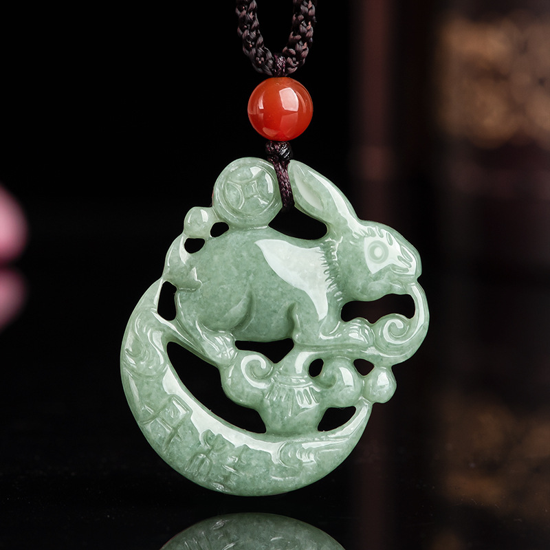 Natural A goods jade rabbit zodiac rabbit pendant ice jade rabbit jade pendant for men and women pendant gift wholesale