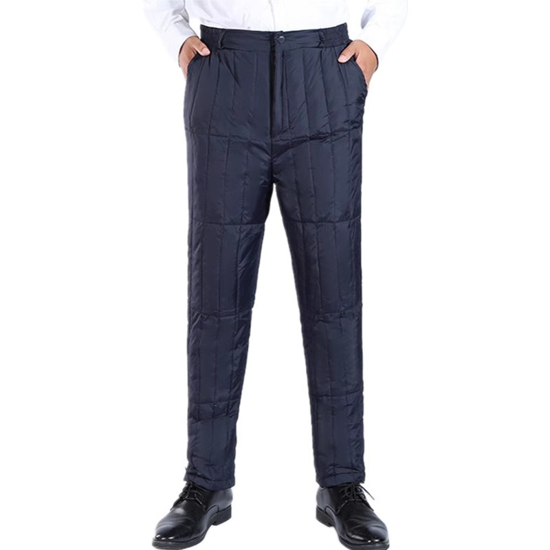 Winter new middle-aged and elderly down trousers men's inside and outside wear high waist padded warm windproof trousers factory direct sales