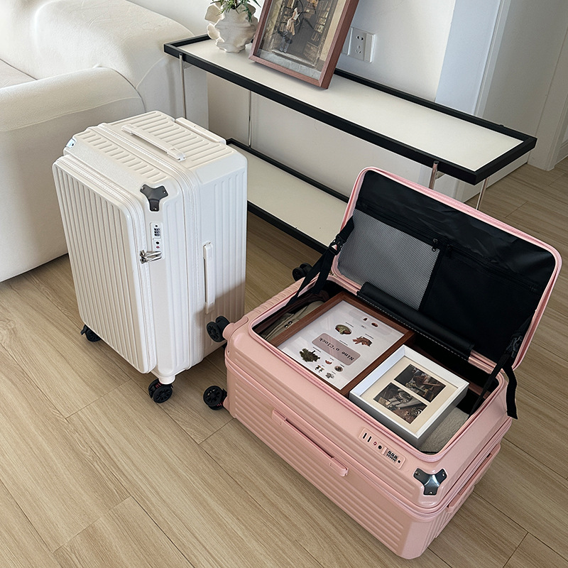 Side-Opening Suitcase, Large Capacity, Expandable, New Thickened Five-Wheel Trolley Case, Password Suitcase, Suitcase for Men and Women