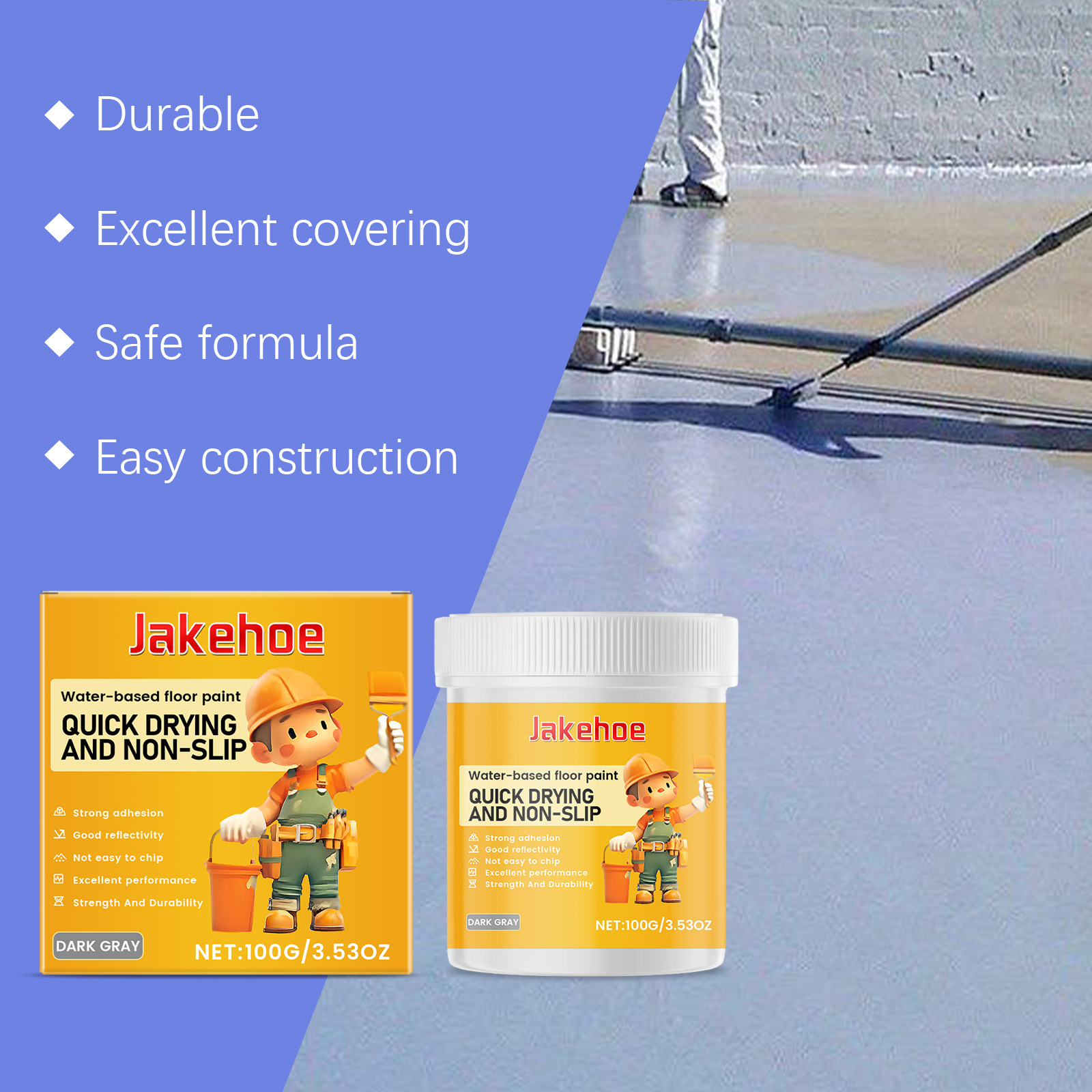 Jakehoe Water-Based Waterproof Floor Epoxy Paint Is Durable, Long-Lasting, Waterproof and Beautiful to Apply Protective Floor Paint