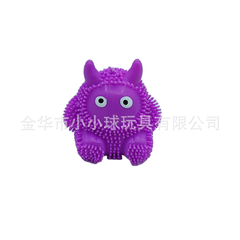 New soft rubber TPR light-emitting small monster fur ball children's decompression vent pinch animal air ball