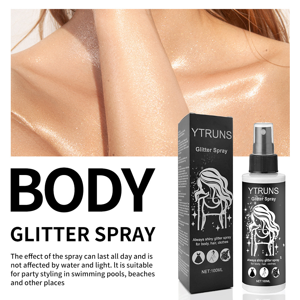 YTRUNS Brightening Glitter Spray 100ML Halloween Party Night Shop Clothes Glitter Spray