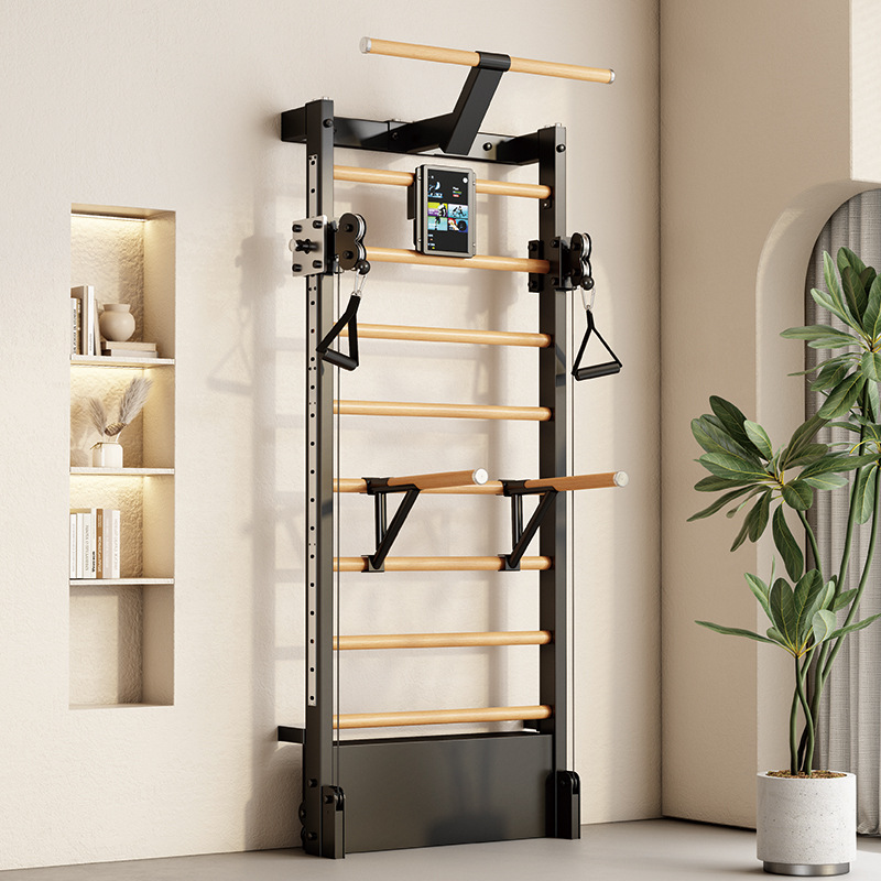 Wooden Frame Multifunctional Indoor Home Fitness Equipment Pull-Up Leg Press Stretching Smart Yoga Double-Arm Machine Small