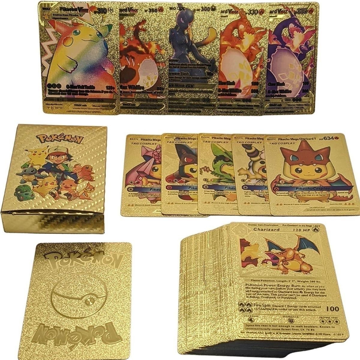 Pokémon Cartoon Gold Foil Pokémon Anime Elf Card Divine Pet Monster Pocket Flash Card Cross-Border