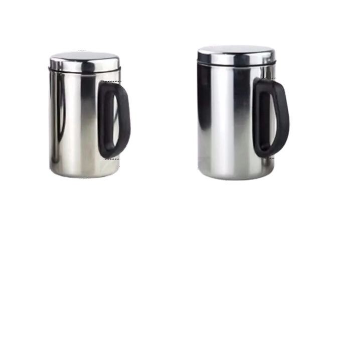 Double-layer stainless steel heat insulation anti-scalding mouth cup with handle and lid water cup mug school factory office water cup