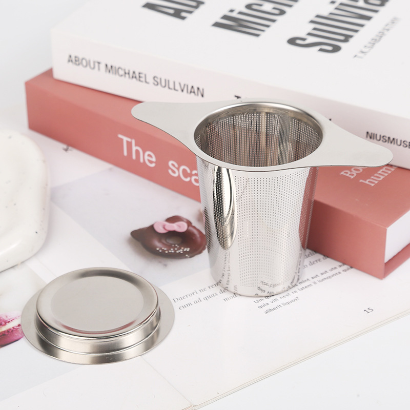 Factory wholesale 304 stainless steel tea drain filter tea filter fair cup tea drain tea compartment single binaural cone