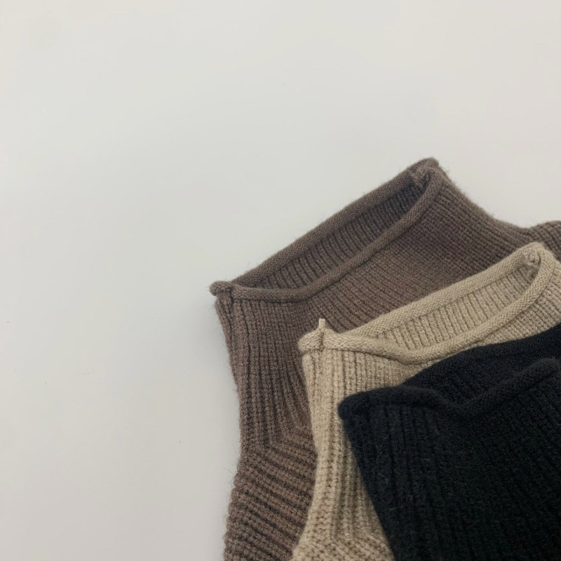 Korean style children's Mori solid color bottoming shirt children's loose sweater pullover 2023 early spring new turtleneck sweater