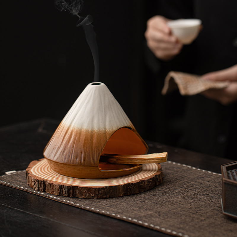 Mount Fuji Incense Fireplace Cedar Sage Incense Furnace Peruvian Holy Wood Large Kiln Ceramic Incense Furnace
