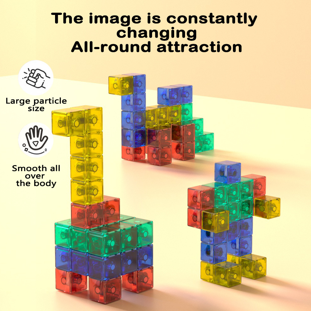 Children's DIY Cube Magnetic Geometry Magnetic Suction Building Blocks Teaching Aids Magnet Square Assembled Building Blocks Toy suit