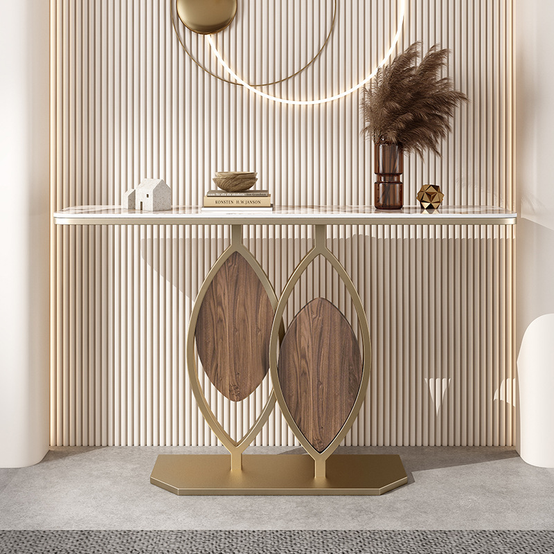 Household light luxury hallway table minimalist style hallway cabinet wall semicircle view table Italian rock plate creative hallway table