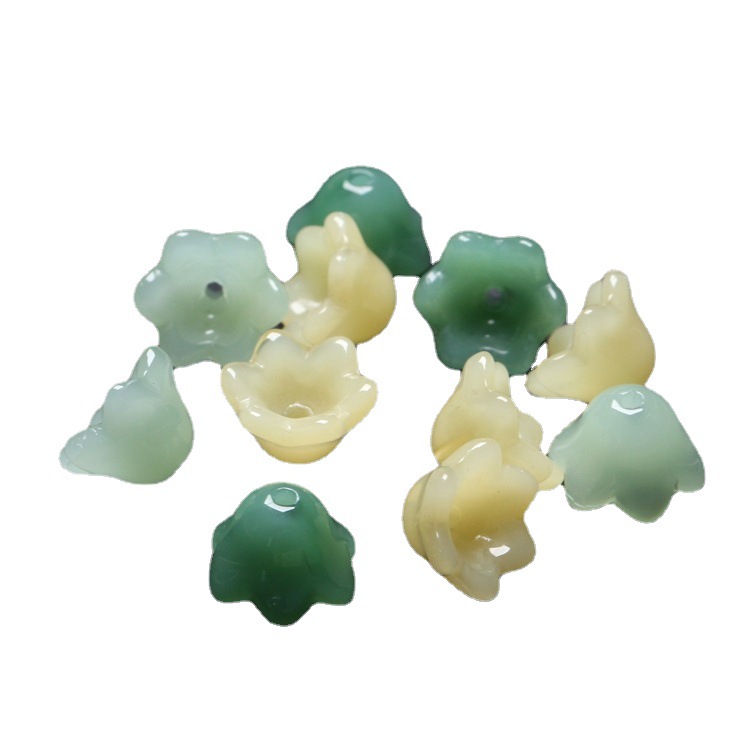 11mm yellow green green white glaze hole flower DIY earrings handmade accessories