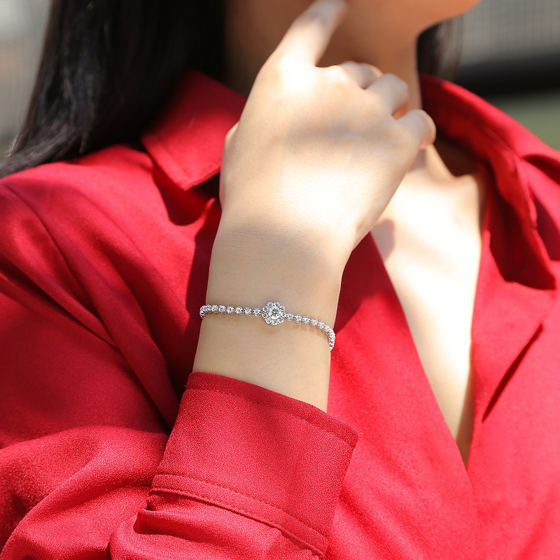 Factory Direct 18K Gold Custom Lifetime After-Sales S925 Silver Jewelry Women's Niche High-End Igi Cultivated Diamond Bracelet