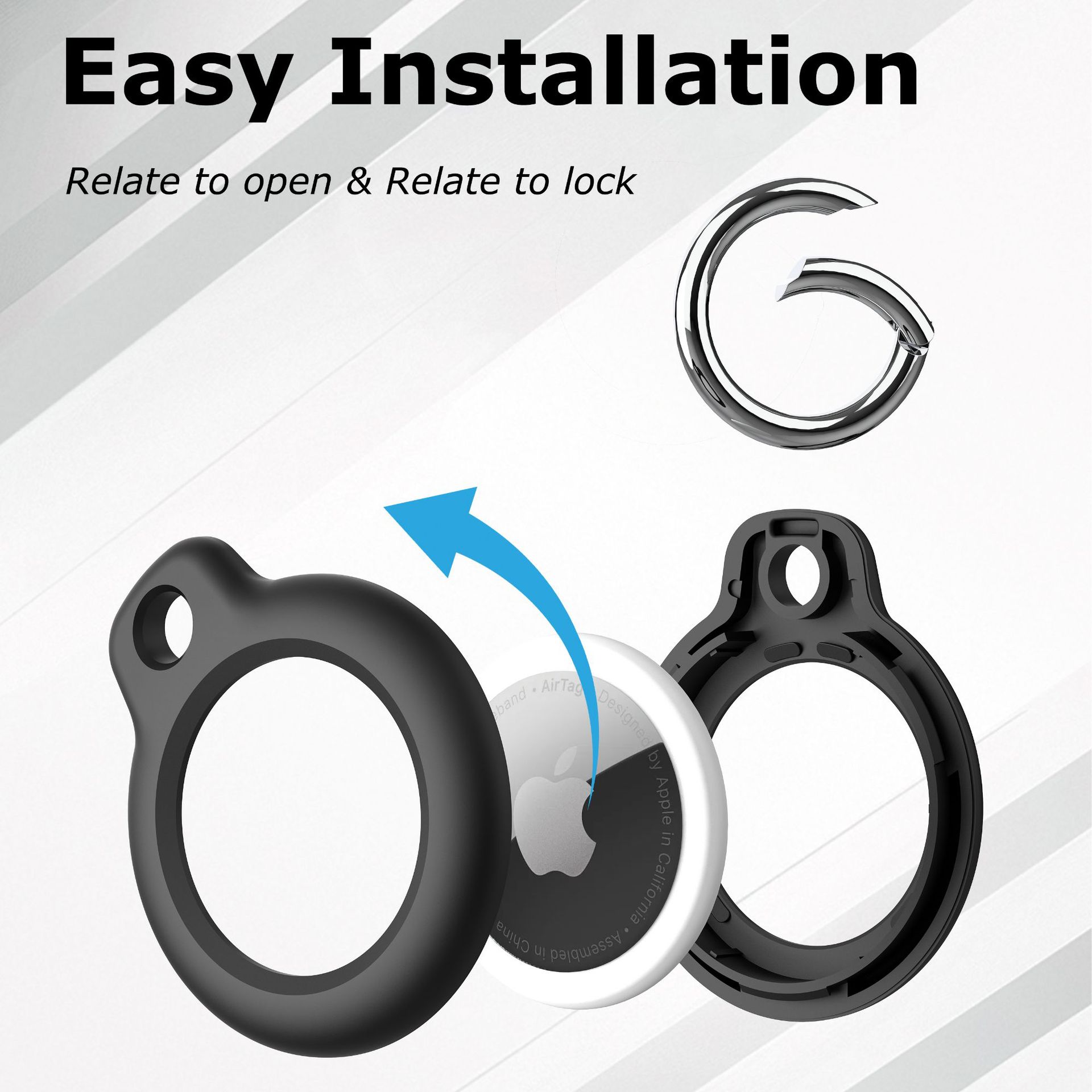 Suitable for Apple Airtag Protective Cover Apple Positioning Anti-Lost Device Pc Rotating Buckle Hard Shell Airtag Protective Cover