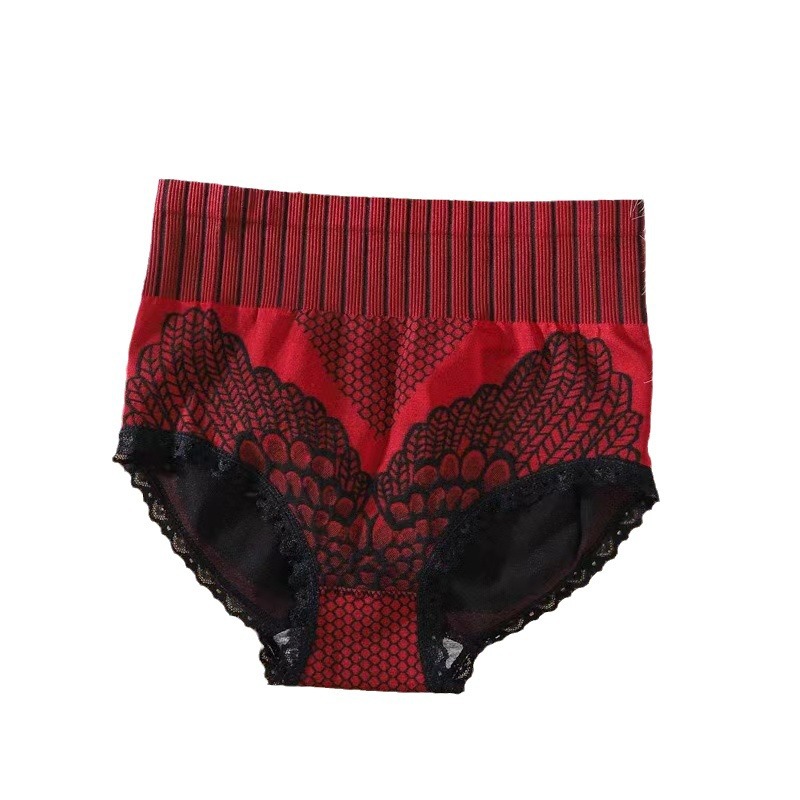 Panties ladies belly hip palace second generation high waist plus size bow lace triangle pants manufacturers wholesale