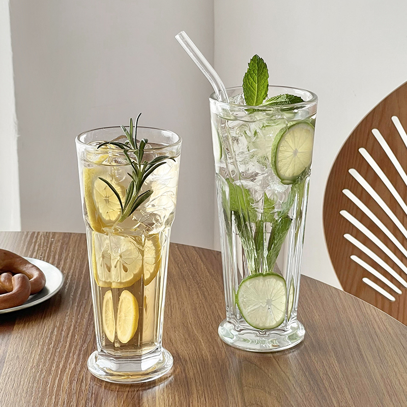 Стеклянный восьмиугольный стакан для фруктового чая, коктейльный стакан, стакан для холодных напитков, пузырьковый фруктовый сок