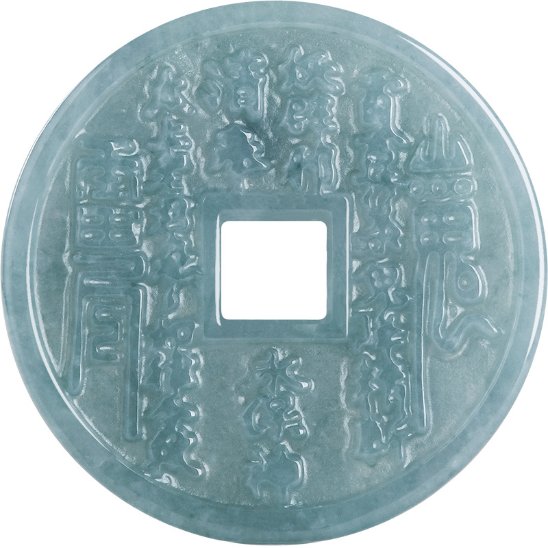 Natural A goods jade blue water mountain ghost money small size jade pendant gossip jade pendant men's and women's pendant jewelry