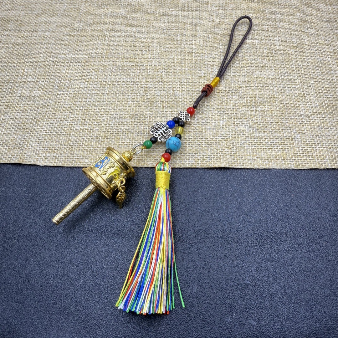 Xizang Yunnan Xizang Jewelry Six-Word Mantra Prayer Wheel Tassel Pendant Bag Car Keychain Prayer Wheel Pendant