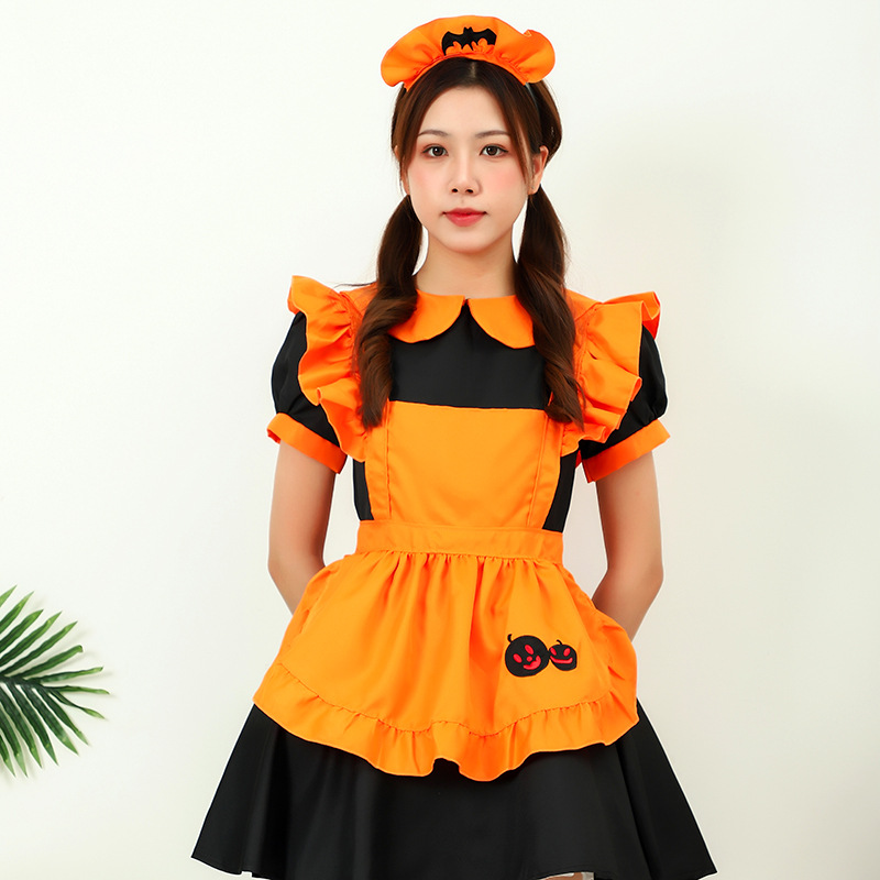 COSPLAY Halloween embroidery maid costume pumpkin maid costume bat vampire maid magic witch
