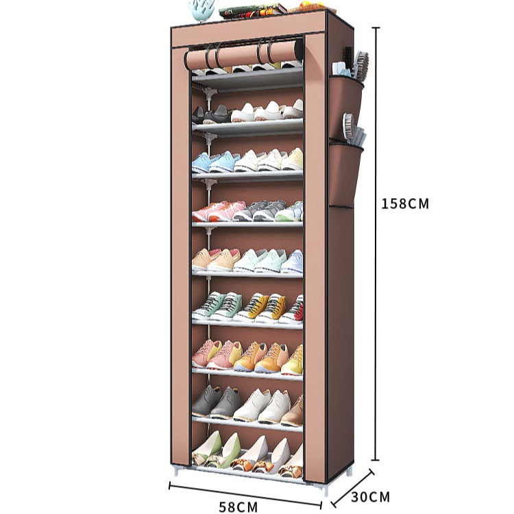 10-Layer Shoe Cabinet Factory Export Best-Selling Fabric Simple Dust-Proof Shoe Cabinet Multi-Layer Assembly Moisture-Proof Storage Shoe Cabinet