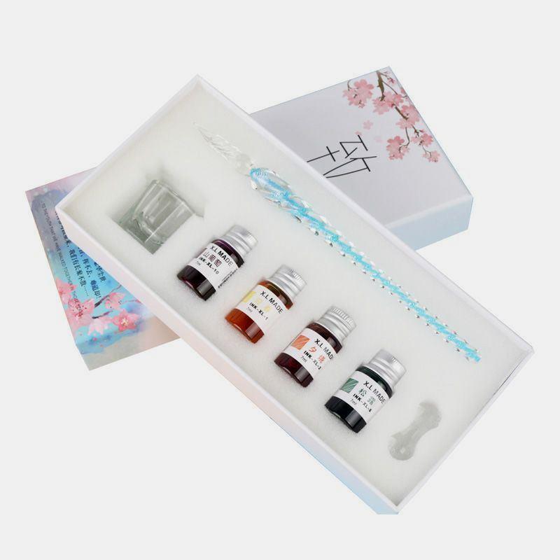 Crystal Pen Starry Sky Glass Pen Dipped in Water Fountain Pen Ancient Style Fairy Style Popular Same Style High-Looking Student Gift Set