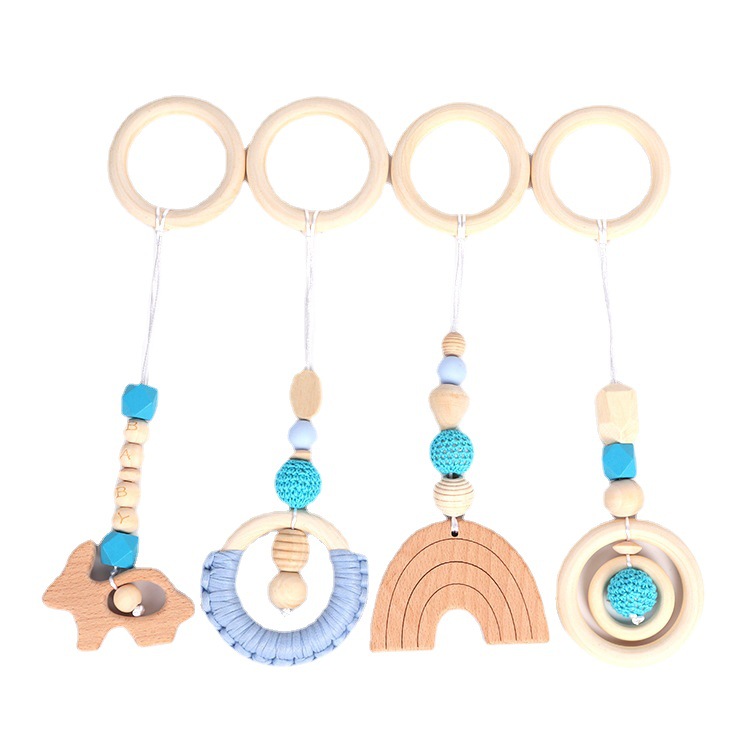Baby Fitness Rack Pendant Children's Toy Four-piece Rabbit Beech Bed Bell Baby Car Toy Hanging Accessories