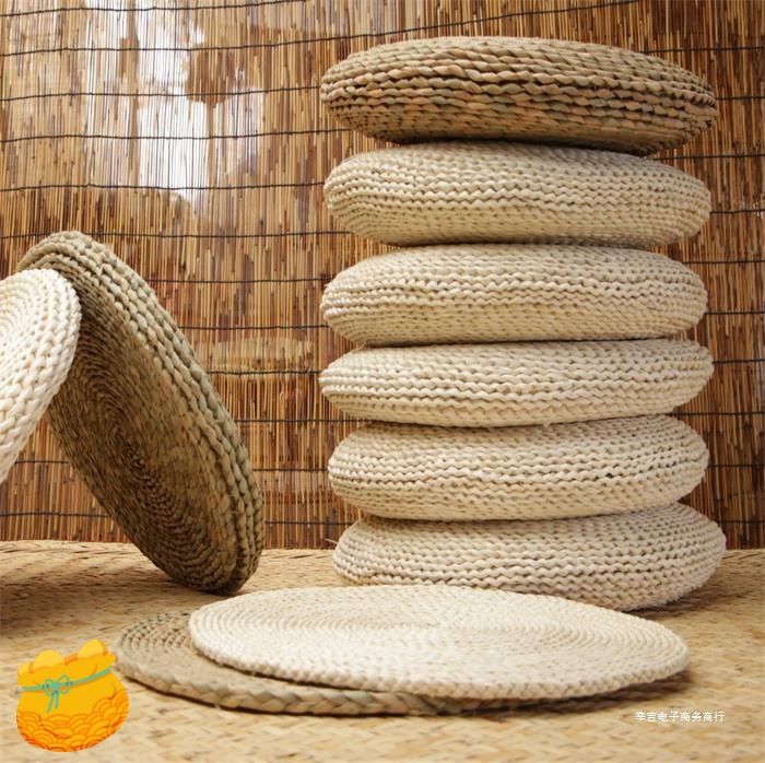 Утолщенный соломенный коврик для сидения, кукурузный шелк, китайский стиль, круглый коврик для медитации для детей