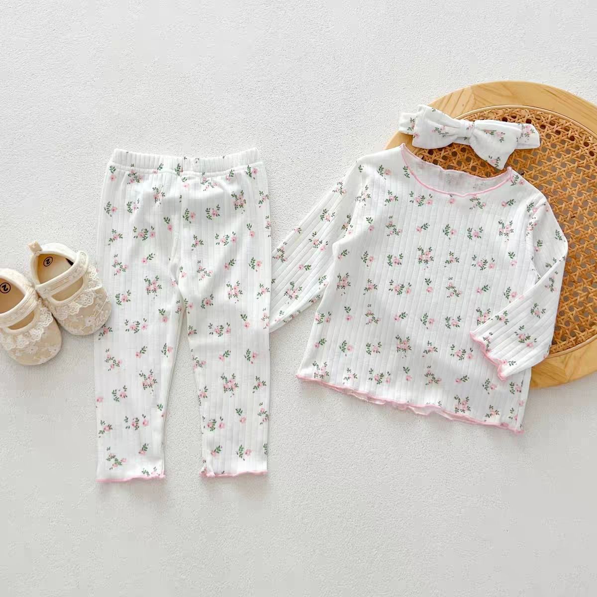 Baby Girl's Autumn New Arrival Pajamas suit Floral Western Style Autumn Clothes Autumn Trousers Casual Home Clothes Two-Piece Set Girl's Clothing