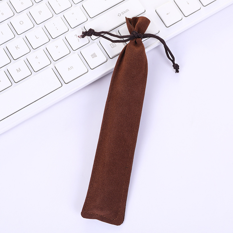 Wholesale In-Stock Thick Double-Sided Velvet Pencil Case Solid Color Drawstring Plush Fabric Packaging Bag Advertising Gift Stationery