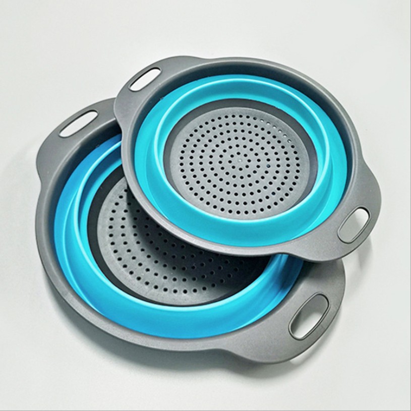 Multifunctional kitchen sink retractable vegetable washing basin Amoy basket round silicone folding drain basket