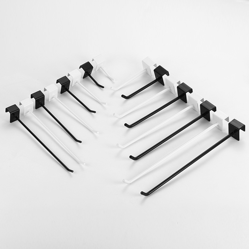 Square Tube single line hook supermarket shelf clothing black display hook rack white square tube beam slot hook accessories