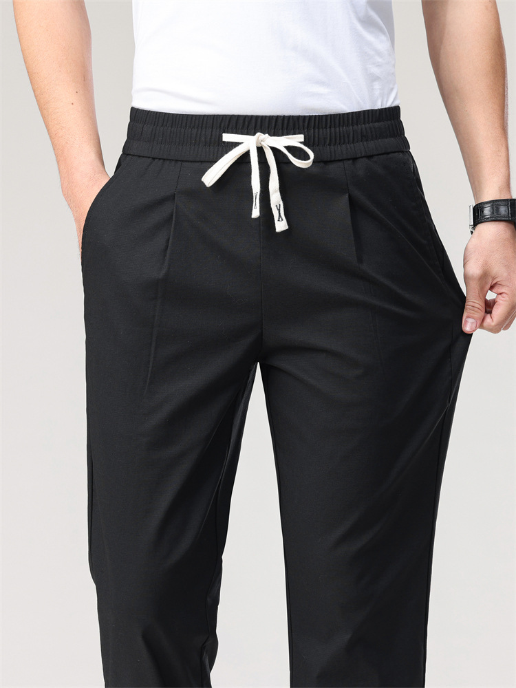 Брюки для папы весна-осень, свободные, прямые, эластичная талия для мужчин среднего возраста, летние повседневные брюки