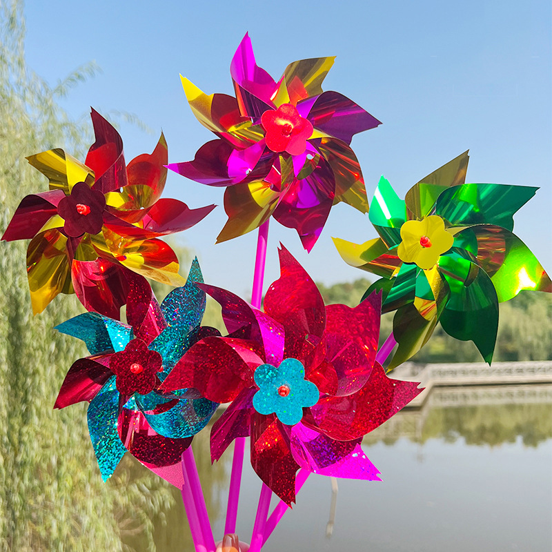 Пластиковая маленькая мельница, оптовая продажа, квадратный уличный прилавок, детский подарок, игрушка, лазерная вращающаяся мельница