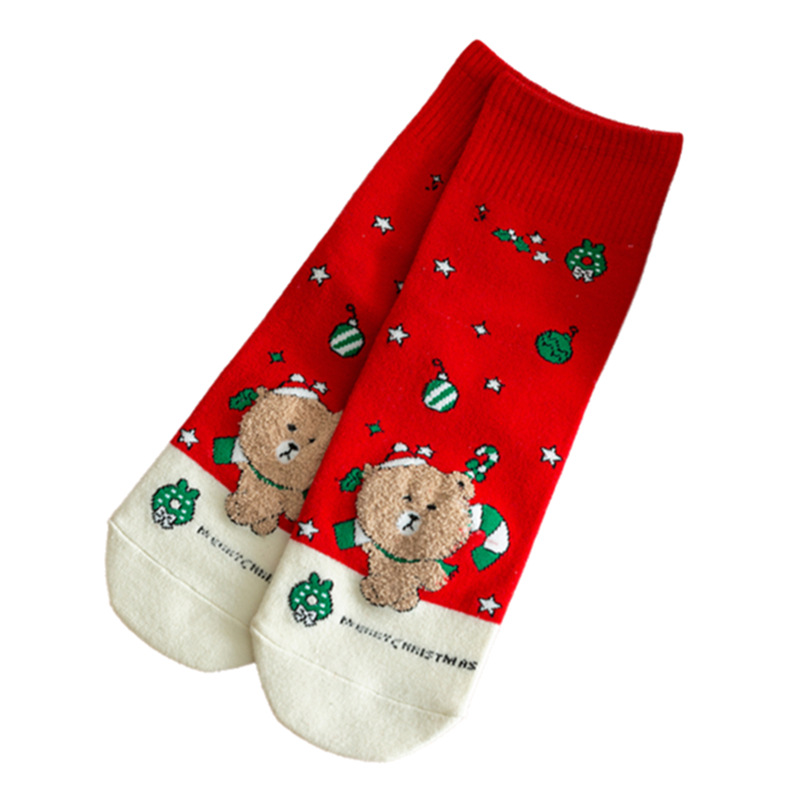Zhuji Socks Christmas Socks Men's and Women's Socks Winter Christmas Gifts Cute Korean Cartoon Socks Cotton Big Red Socks