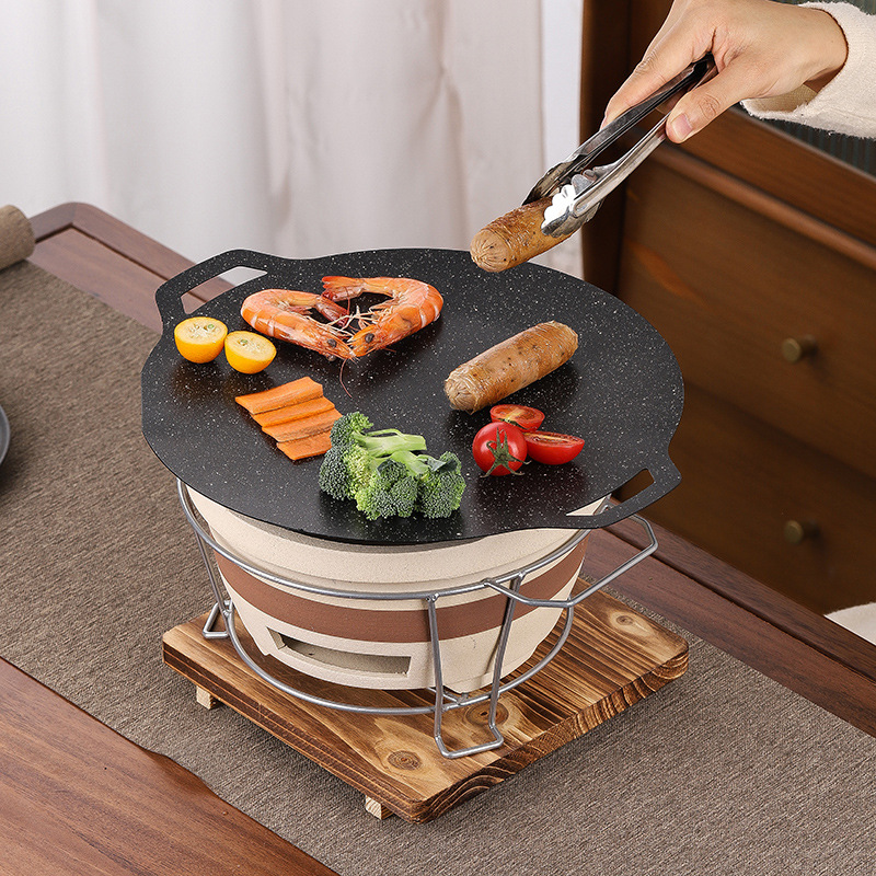 Barbecue Stove Charcoal Outdoor Commercial Mud Stove Baking Pan Teppanyaki Stove Tea Roasting Stove Charcoal Stove Old-Fashioned Edge Stove
