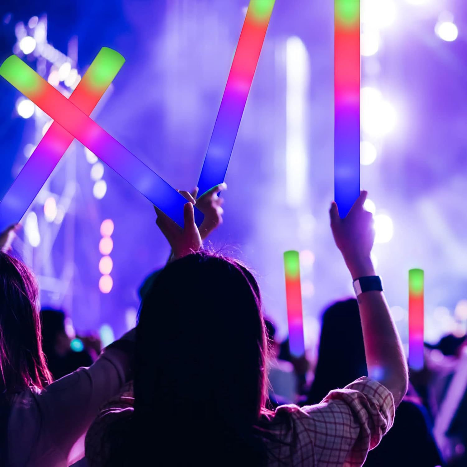 Three-color foam fluorescent stick concert should be supported by the atmosphere of the gas props foreign trade for full qualification large