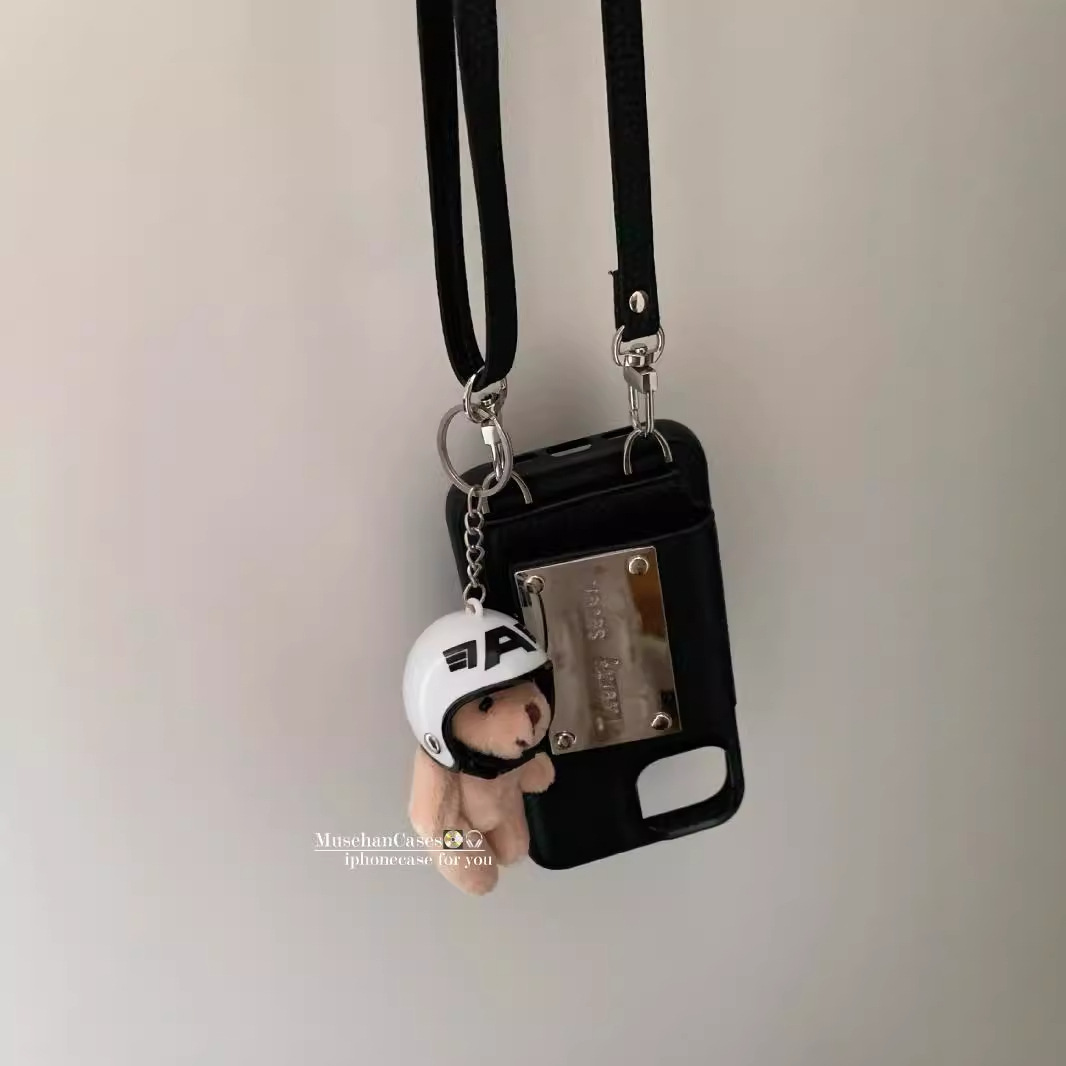 Spring Instagram South Korea Helmet Bear Pendant for Apple Mobile Phone Pendant Bag Accessories Girl's Heart Cute