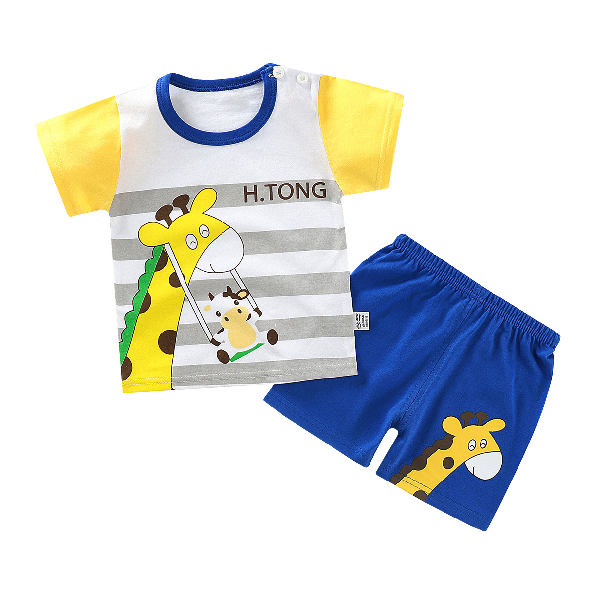 [Exclusive for Automatic Distribution] Children's Short-Sleeved Suit, Pure Cotton, Girls' Summer Clothes, Boys' T-Shirts, Baby Clothes