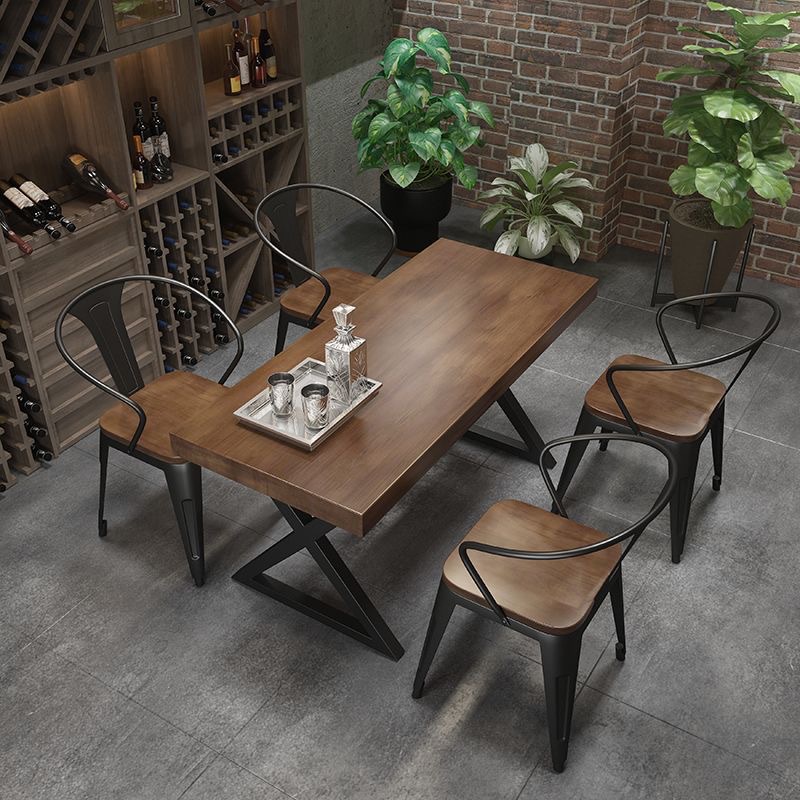 Iron solid wood dining table and chair combination industrial style bar bistro hot pot restaurant Restaurant Restaurant beverage shop barbecue shop