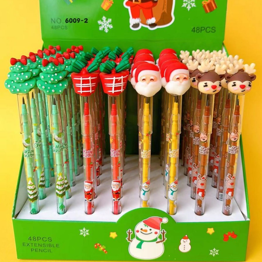 Korean version of Christmas pencil cute cartoon simple Japanese boxed unsharpened pencil three-dimensional pencil wholesale