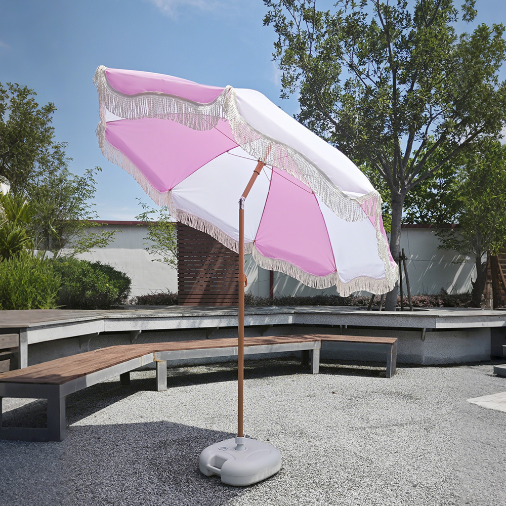 Outdoor Tassel Umbrella Seaside Vacation Beach Umbrella Sun Umbrella Outdoor Leisure Courtyard Sun Protection Camping Parasol Wholesale