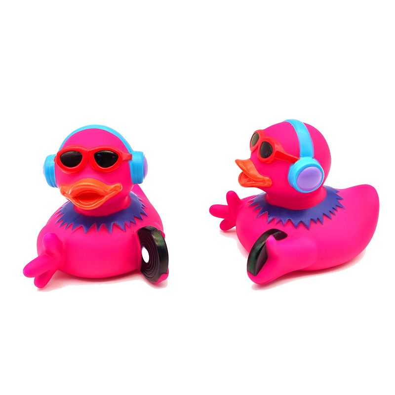Wholesale In-Stock Cross-Border Hot-Selling Children's Bath and Water Toys Dj Duck Little Yellow Duck Squeeze Squeaky Record Duck