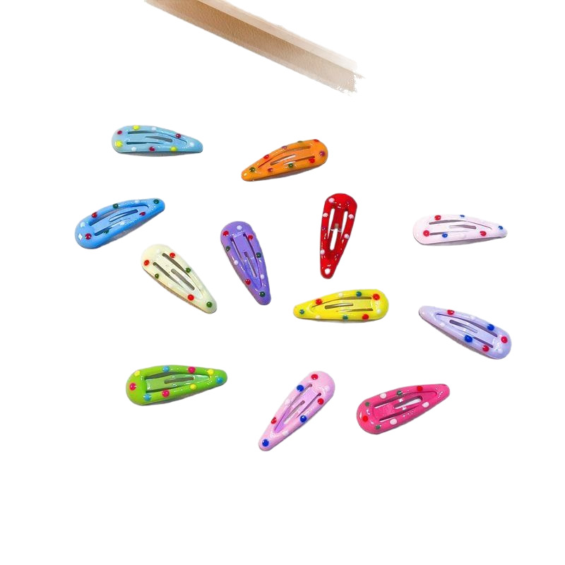 Color small water drop dot 3cm mini bangs clip female pet small hair clip bb clip wave point children's hair clip