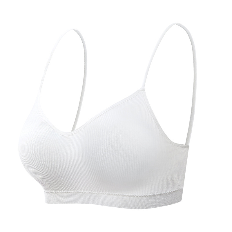 Seamless Sports Bra, Threaded Back-Wrapped Bra, Tube Top, Seamless, Wire-Free Bottoming Sports Vest with Suspenders