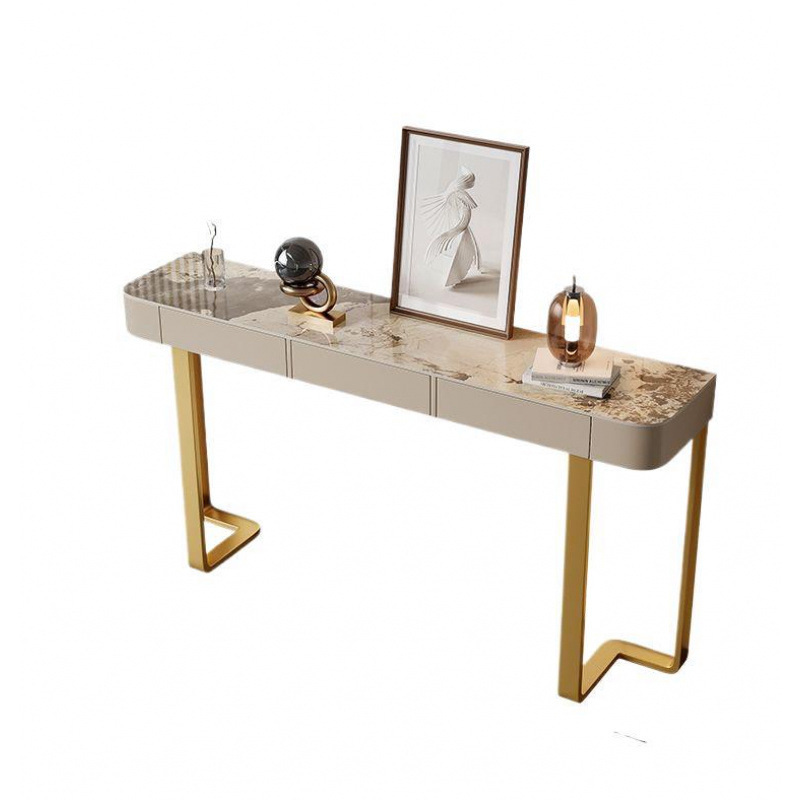 Simple Modern Light Luxury Foyer Table End View Table Rock Slab Internet-Famous Italian-Style Entryway Cabinet Semi-Circular Living Room Wall-Mounted Narrow Side Table