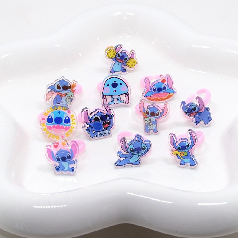 Children's Ring Star Baby Anime Stitch Baby Alien Dog Ultraman Ring Cross Border Bulk Toy Gift