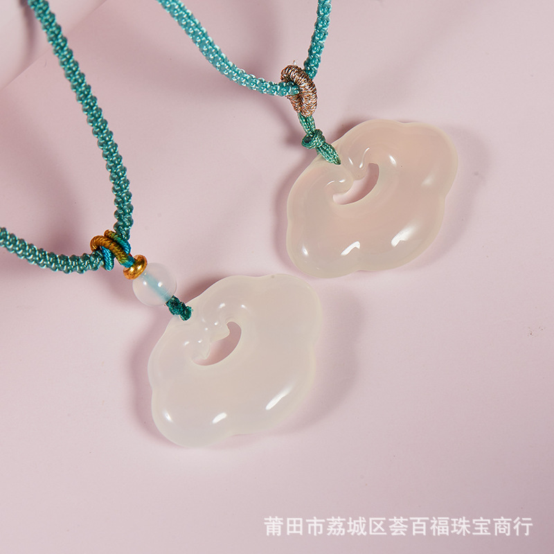 Натуральный халцедон агат высокий ледяной Руйи удачи облачный замок новый китайский ханфу венок кулон женский нефритовый кулон подарок
