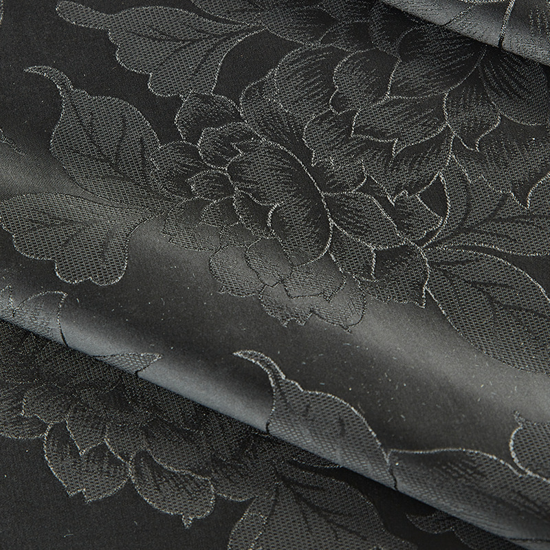 Black Silk Xiangyun Yarn Fabric Clothing Fabric Interwoven Pure Plant Silk Human Silk Flower Luo Jacquard Satin Thin
